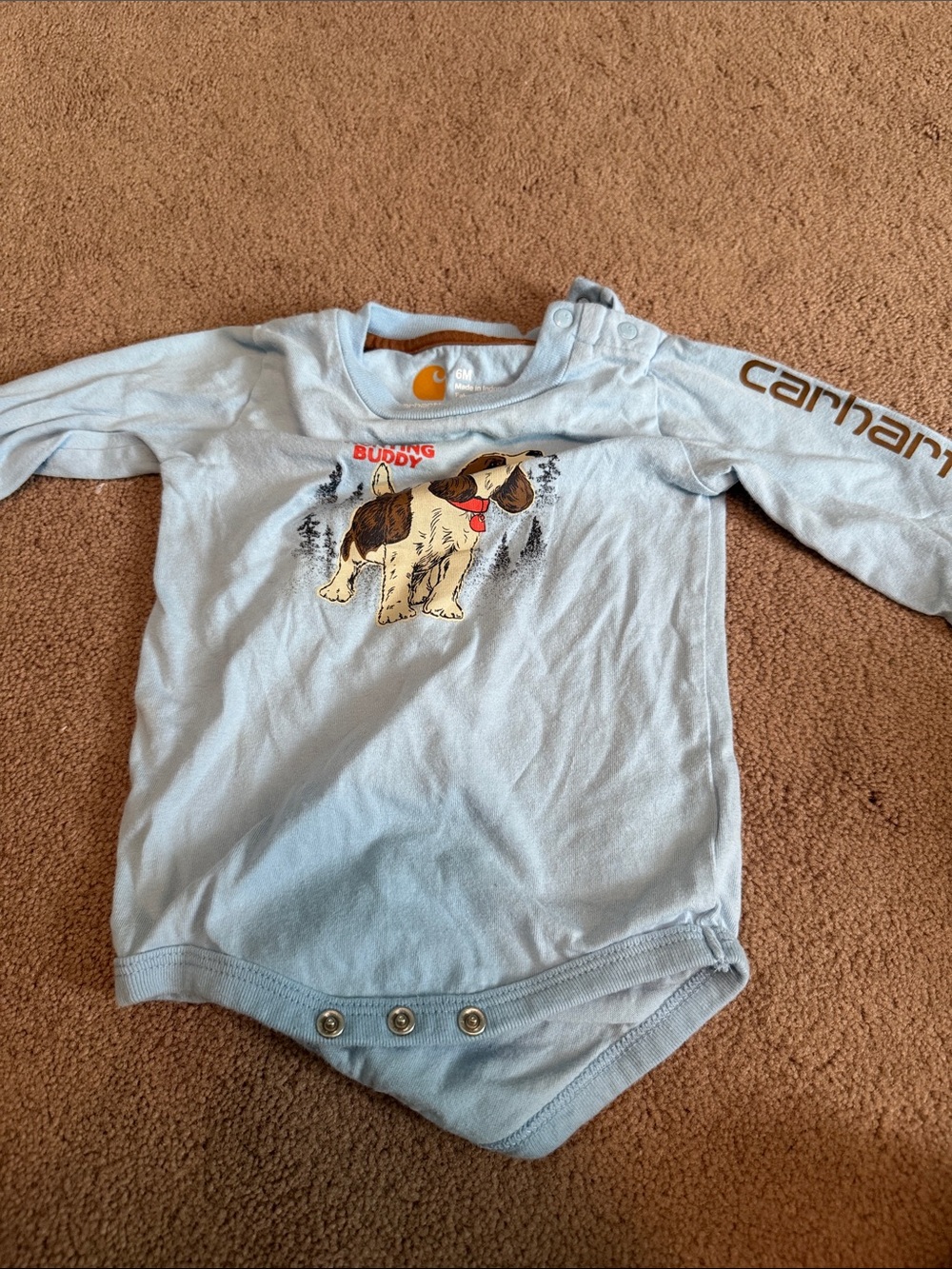 Carhartt Light Blue Puppy Graphic Long-Sleeve One-Piece